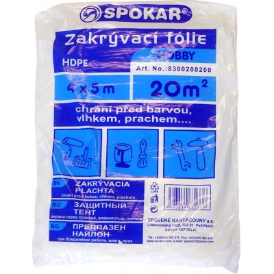 Spokar zakrývací fólie na malování, 5 µ, 20 m2, 4 × 5 m, 3 ks – Zboží Mobilmania