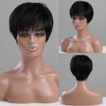 Černá pixie paruka z pravých a umělých vlasů Missi – Zboží Dáma