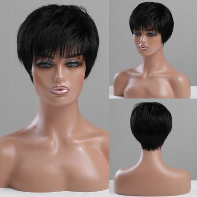 Černá pixie paruka z pravých a umělých vlasů Missi – Zboží Dáma