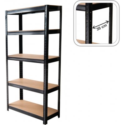 Tvujregal Kovový Economy 180 x 90 x 30 cm 5 polic lakovaný černý – Sleviste.cz