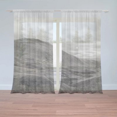 Sablio Záclony Černobílé údolí: 2ks 150x250cm – Zboží Mobilmania