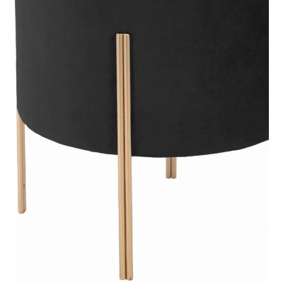 Atmosphera Kulatá stolička čalouněná černým sametem na jemných nohách ve zlaté barvě – Zboží Dáma