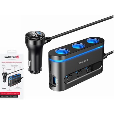 Autoadaptér SWISSTEN 3x autozásuvka, 2x USB-C, 1x USB – Zboží Mobilmania