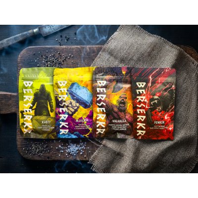 Berserkr hovězí jerky Čistý zásah Tatarák, Pepř, Barbecue, Čisté maso 4 x 25 g – Zboží Mobilmania