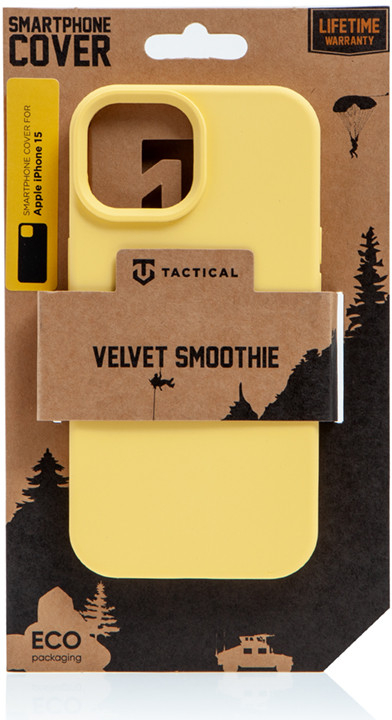 Pouzdro AppleMix TACTICAL Velvet Smoothie Apple iPhone 15 Pro - příjemné na dotek - silikonové - banánově žluté