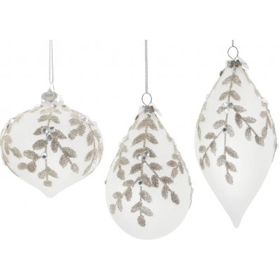 Bizzotto Set šesti bílých vánočních ozdob Leafglow Ø7 8 cm – Hledejceny.cz