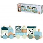 Eichhorn vláček s kostkami Wooden Train lokomotiva s 2 vagony 16 dílů – Hledejceny.cz