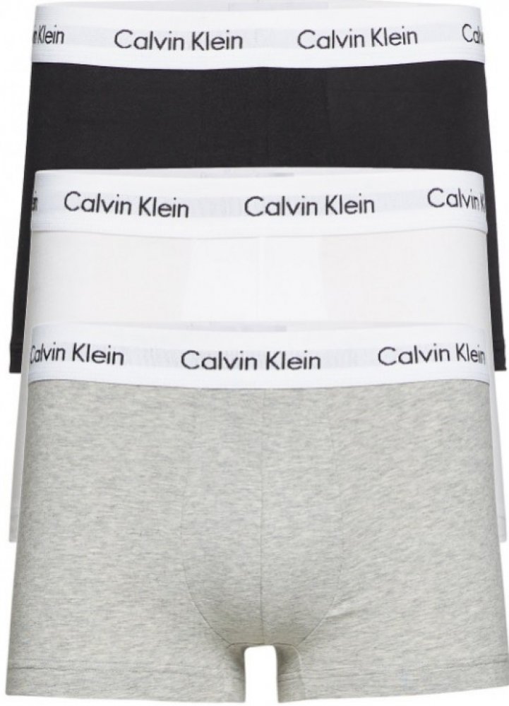 Calvin Klein boxerky Cotton Stretch Low Rise Trunk Grey Black White 3Pack Velikost  XL | Srovnanicen.cz
