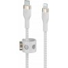 usb kabel Belkin CAA011bt2MWH BOOST CHARGE USB-C pro LTG silikonový opletený, 2m, bílý