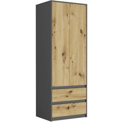 Framire Dvoudveřová skříň Modern B6 se 2 šuplíky antracit mix artisan 180 x 63 x 55 cm – Hledejceny.cz