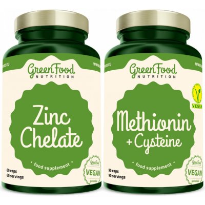 Greenfood Nutrition Methionin + Cysteine 90 kapslí + Zinc Chelate 60 kapslí – Hledejceny.cz