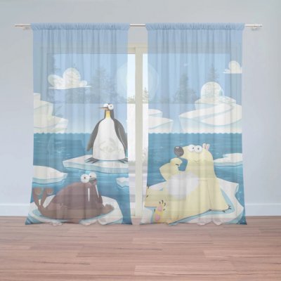 Sablio Záclony Lední zvířátka: 2ks 150x250cm – Hledejceny.cz