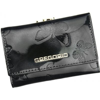 Gregorio černá menší dámská kožená peněženka s motýly RFID v dárkové krabičce – Zboží Mobilmania