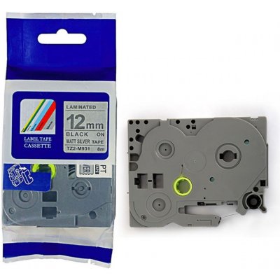 Alternativní páska pro Brother TZ-M931 + TZe-M931, 12 mm x 8 m, černý tisk + stříbrný podklad – Sleviste.cz
