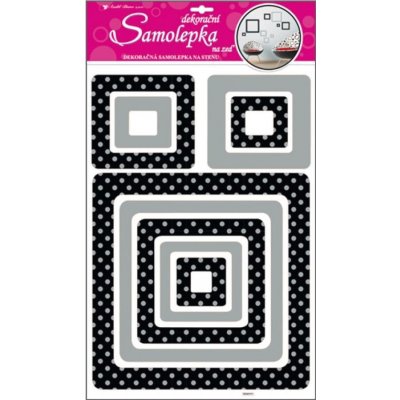 POKOJOVÁ DEKORACE 60 x 32 cm čtverce se stříbrnými glitrovými puntíky 10012 – Hledejceny.cz