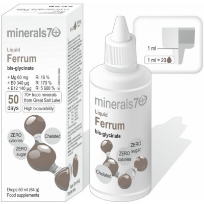 Minerals70 Liquid Ferrum koncentrát s vysokým obsahem železa 100 ml – Hledejceny.cz
