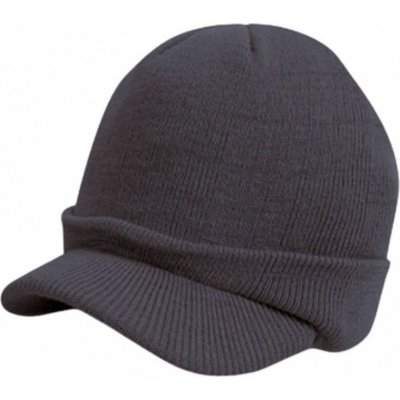 Result Winter Essentials Vojenská pletená čepice s krátkým tvarovaným kšiltem šedá uhlová RC60 – Zboží Mobilmania