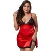 Dámská erotická košilka VšeNaSex.cz Dámská košilka Red Plus Size Satin Chemise with Lace