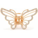 Kovový skřipec - motýl s kamínky Barva: černá – Zboží Dáma