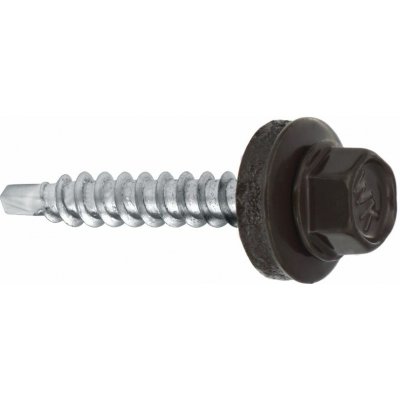 Samořezný střešní farmářský šroub KLIMAS 4,8 x 55 SW8 RAL 8019 Šedohnědý s podložkou EPDM (200 ks/bal) – Hledejceny.cz