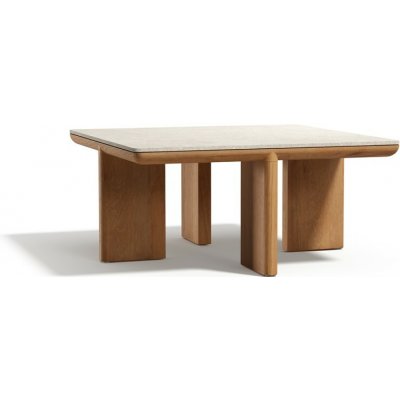 Tribu Nízký stolek Amanu, čtvercový 90x90x42 cm, rám teak, deska keramika dekor sabbia – Hledejceny.cz