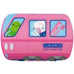 CURAPROX Kids travel set růžový 1x zubní kartáček, 2x mezizubní kartáček CPS, 1x zubní pasta meloun 6+ 10 ml, 1x nálepka – Sleviste.cz