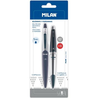 Milan Capsule Silver kuličkové pero 1,0 mm modré + mechanická tužka 450764 – Zboží Živě
