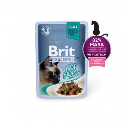 Brit cat Premium D Fillets in Gravy With Beef 85 g – Zboží Mobilmania