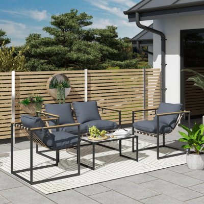 Outsunny Zahradní sestava nábytku, šedá, sada 4 ks 494561 – Hledejceny.cz
