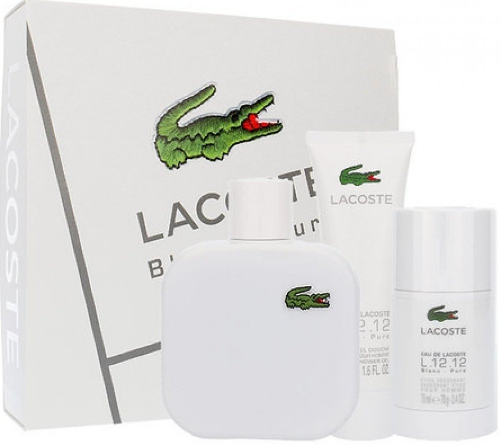 Lacoste Eau De Lacoste L.12.12 Blanc EDT 100 ml + deostick 75 ml + sprchový  gel 50 ml dárková sada | Srovnanicen.cz