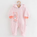 NEW BABY Kojenecký semiškový overal s kapucí New Baby Sweetheart růžový – Zboží Dáma