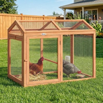 PawHut Výběh pro kuřata 104 x 70,5 x 84 cm oranžový – Hledejceny.cz