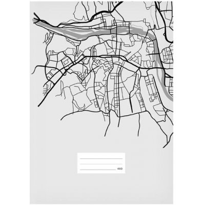 MFP Školní sešit A4 460 plast.desky šedý s mapou čistý – Zboží Mobilmania