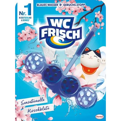 WC Frisch Blau Kraft-Aktiv závěsný blok se svěží vůní třešňových květů 50 g