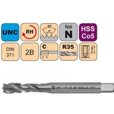 NÁSTROJE CZ Závitník strojní UNC No.10-24 2B HSSCo5 DIN 371 RSP35 - 2054 - CZZ2054-UNC-10-24-2B – Zboží Mobilmania