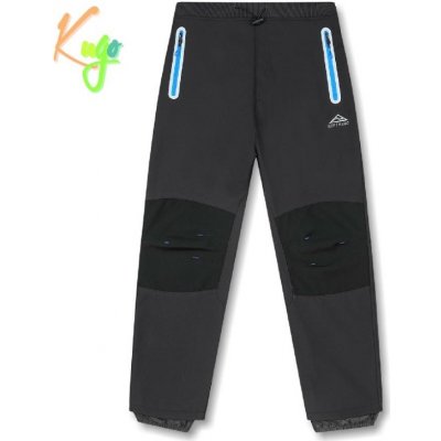 Kugo HK1807 Softshellové kalhoty s fleecem šedé s modrým zipem – Zboží Mobilmania