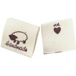 Pro Háčkování Látková cedulka Handmade bílá natural s ovečkou – Zboží Dáma