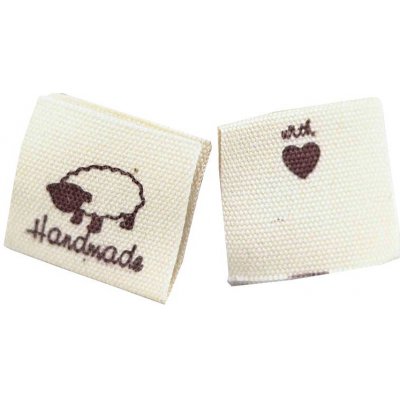 Pro Háčkování Látková cedulka Handmade bílá natural s ovečkou – Zboží Dáma