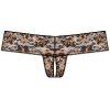 Dámské erotické kalhotky a tanga Underneath Gigi Crotchless Thong (Black), leopardí tanga s otevřeným rozkrokem