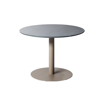 Tribu Jídelní stůl T-Table, kulatý 90x75 cm, rám lakovaná nerez white, deska glazovaný lávový kámen linen
