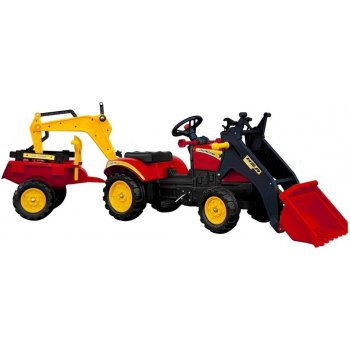 Mamido Traktorbagr s přívěsem Benson červený L-5232