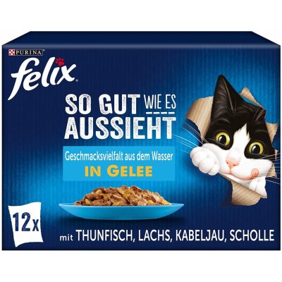 Felix Fantastic s lososem platýsem tuňákem a treskou v želé 12 x 85 g