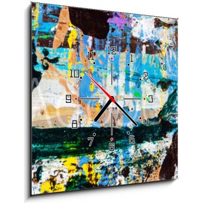 Obraz s hodinami 1D - 50 x 50 cm - Abstract art with splashes of multicolor paint; as a fun; creative Abstraktní umění s potřísněním vícebarevnou barvou; jako zábava; t – Zbozi.Blesk.cz