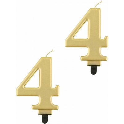 GoDan Narozeninová svíčka na dort 4 metalická zlatá 8 cm – Sleviste.cz