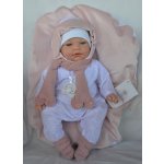 Marina & Pau Realistické miminko Míša na růžovo-bílém polštářku Sweet Baby Soft 42 cm – Zboží Mobilmania
