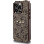 Guess PU Leather 4G Colored Ring MagSafe Zadní iPhone 15 Pro hnědé – Zbozi.Blesk.cz