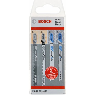 Bosch Wood+Metal 18-dílná sada pilových plátků na dřevo a kov do kmitací pily 2607011439