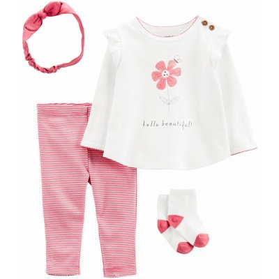 Carter's Set dílná tričko dl. rukáv legíny ponožky čelenka Flower dívka LBB NB – Zboží Dáma
