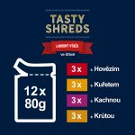 Felix Tasty Shreds s hovězím kuřetem kachnou krůtou ve šťávě 12 x 80 g – Zbozi.Blesk.cz