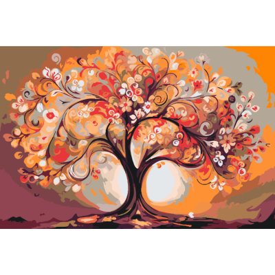 MALUJEŠ Malování podle čísel ROZKVETLÝ STROM Rozměr 40 x 60 cm Rámování vypnuté plátno na rám – Sleviste.cz